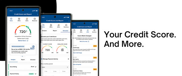 Your Credit Score. And More. — credit score and report screens in the mobile app